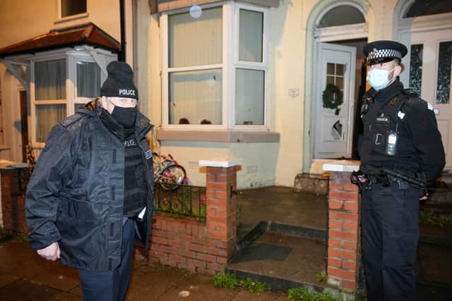 Prime Minister Boris Johnson joins drug raids in Liverpool. Photo: Christopher Furlong/Getty Images