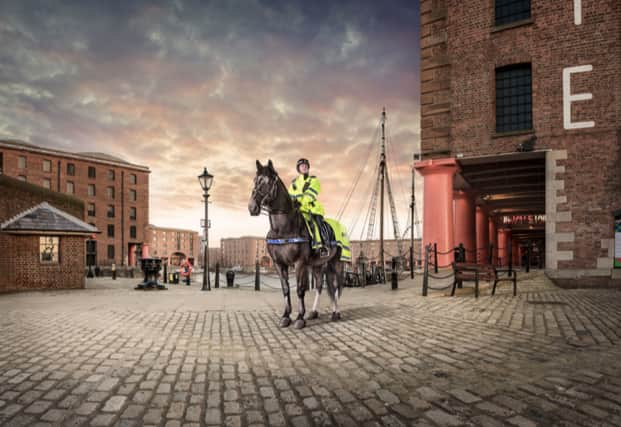 Merseyside Mounted Police officer outside Tate Liverpool. Image: Merseyside Police