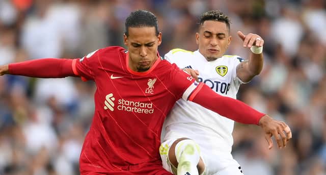 Liverpool Virgil van Dijk in action against Leeds. Picture: Laurence Griffiths/Getty Images