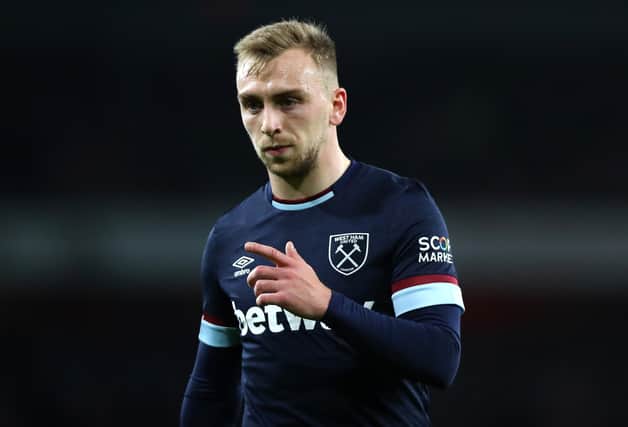 Jarrod Bowen of West Ham United looks on during the Premier League match between Arsenal and West Ham United at Emirates Stadium on December 15, 2021 in London, England.