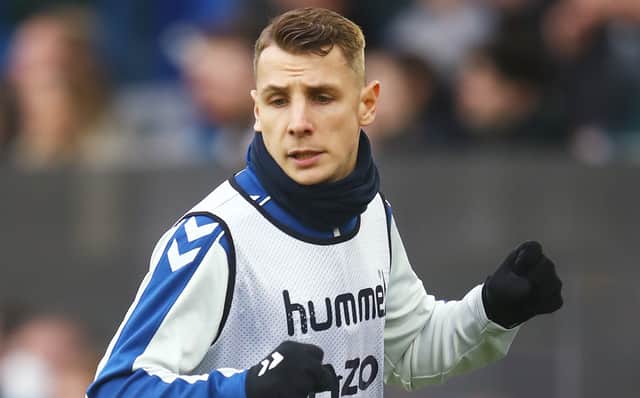 <p>Lucas Digne warms up. Picture: Chris Brunskill/Getty Images</p>