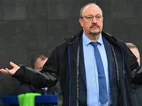 Rafa Benitez gestures on the touchline during Everton’s loss to Brighton. Picture: PAUL ELLIS/AFP via Getty Images