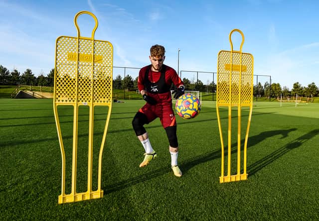 Harvey Elliott of Liverpool during a rehabilitation session at AXA Training Centre. Picture: Andrew Powell/Liverpool FC via Getty Image