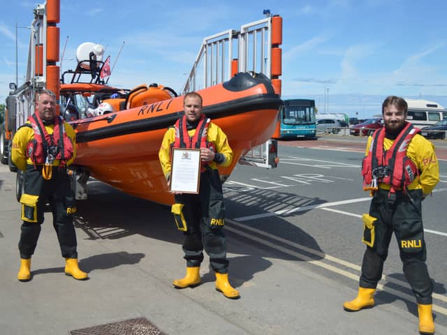 Some of the New Brighton RNLI crew who have been recognised for their actions. From L-R Mark Harding, Mike Stannard, Thomas McGinn