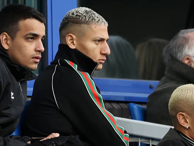 Richarlison looks on from the Everton stands. Picture: Chris Brunskill/ Getty Images 