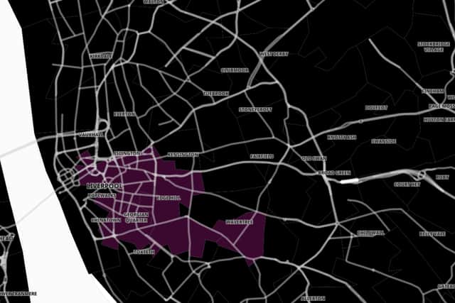 A map of COVID-19 hotspots in the Liverpool City Council area. Image: Gov.uk
