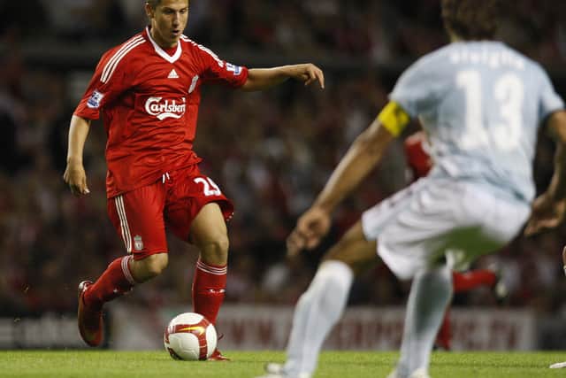 Krisztián Németh in pre-season action for Liverpool in 2008. Picture: PAUL ELLIS/AFP via Getty Images