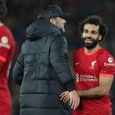 Jurgen Klopp and Mo Salah. Picture: Clive Brunskill/Getty Images