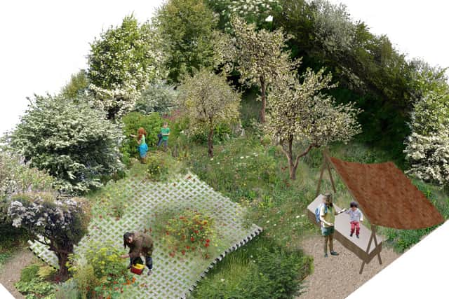 Image of what the Alder Hey Urban Foraging Station garden will look like. Image: H. Miller Bros