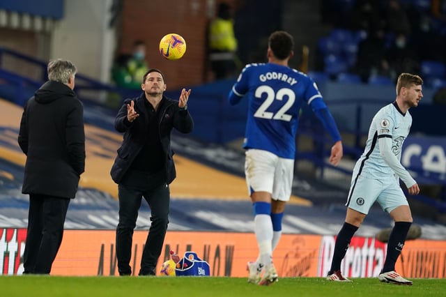 Frank Lampard on the touchline at Goodison Park last season. Picture: Jon Super / POOL / AFP/ Getty Images
