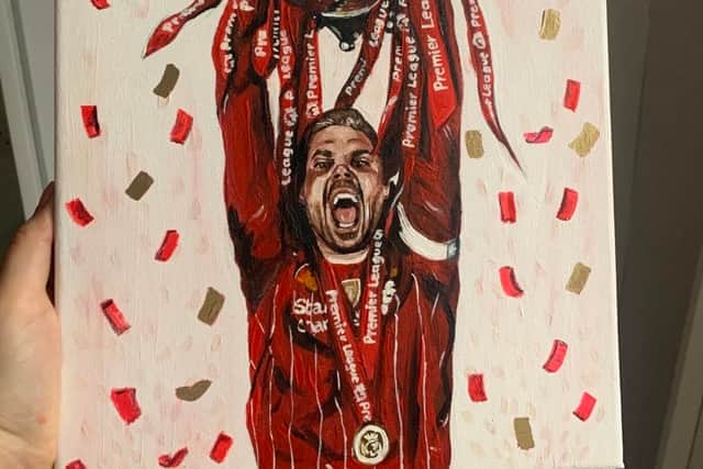 Abigail painted Liverpool captain Jordan Henderson lifting the Premier League trophy 