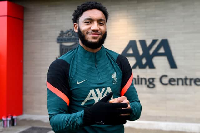 Joe Gomez has found his opportunuties limited at Liverpool this season. Photo: Andrew Powell/Liverpool FC via Getty Images