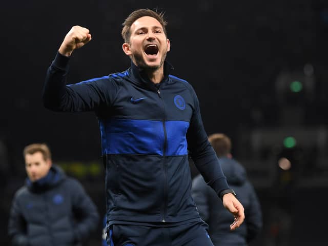 Frank Lampard celebrates while Chelsea boss. Picture: Michael Regan/Getty Images