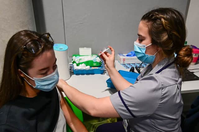 A member of the public receives her COVID-19 vaccine at Alder Hey Children’s Hospital. Photo: Paul Ellis/Getty Images