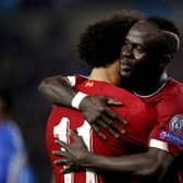  Mohamed Salah of Liverpool FC, Sadio Mane of Liverpool FC celebrate goal  (Photo by Soccrates/Getty Images)