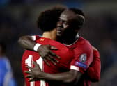  Mohamed Salah of Liverpool FC, Sadio Mane of Liverpool FC celebrate goal  (Photo by Soccrates/Getty Images)