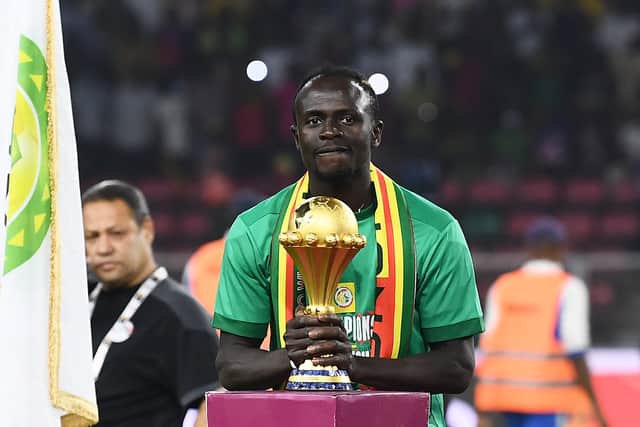 Sadio Malah celebrates Senegal’s AFCON triumph. Picture: CHARLY TRIBALLEAU/AFP via Getty Images