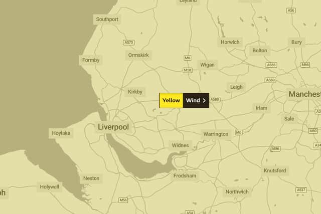 A yellow weather warning for Liverpool. Image: Met Office