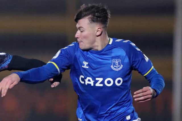 Nathan Patterson in action for Everton under-23s against Tottenham. Picture: Lewis Storey/Getty Images