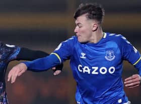 Nathan Patterson in action for Everton under-23s against Tottenham. Picture: Lewis Storey/Getty Images