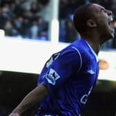 James Vaughan celebrates scoring for Everton. Picture: Christopher Lee/Getty Images