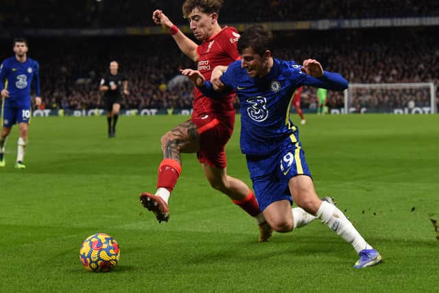 Mason Mount in action for Chelsea against Liverpool at Stamford Bridge this season. Picture: John Powell/Liverpool FC via Getty Images