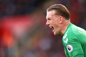 Jordan Pickford was kept busy in the Everton goal at Southampton on Satruday.