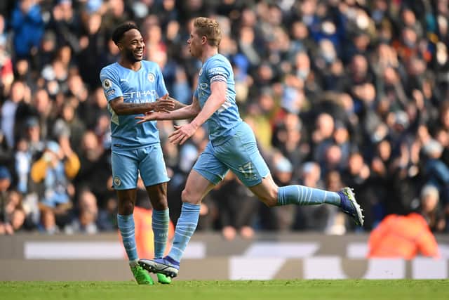 Raheem Sterling and Kevin de Bruyne will be at Goodison Park on Saturday to take on Everton. 