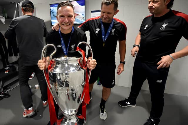 Pep Lijnders with the Champions League trophy. Picture: John Powell/Liverpool FC via Getty Images