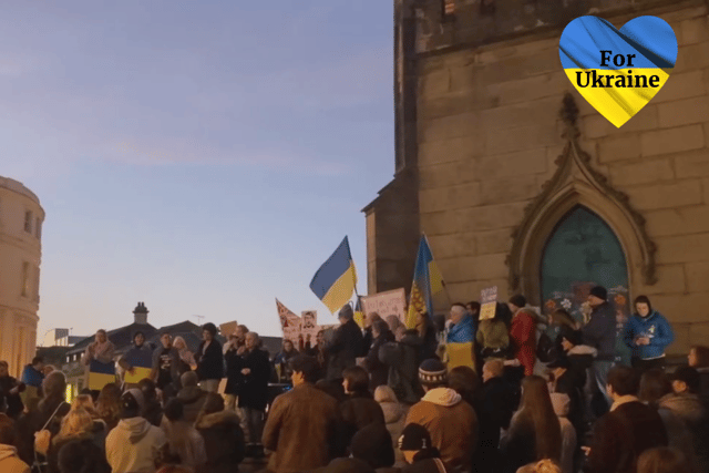 Liverpool vigil for Ukraine at St Luke’s Bommbed Out Church