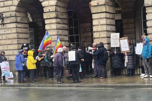 The anti-war ‘Walk for Witness’ march ended at Liverpool town hall.