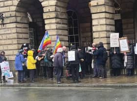 The anti-war ‘Walk for Witness’ march ended at Liverpool town hall.