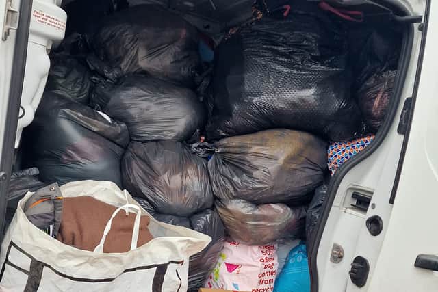 A van full of donations from local people. Photo: Laura Thomas