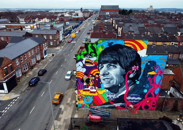 Mural of Ringo Starr by John Culshaw. Photo: Peter Byrne/PA Wire
