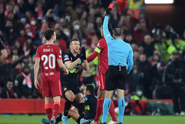 Alexis Sanchez was given his marching orders after a reckless challenge on Fabinho. 