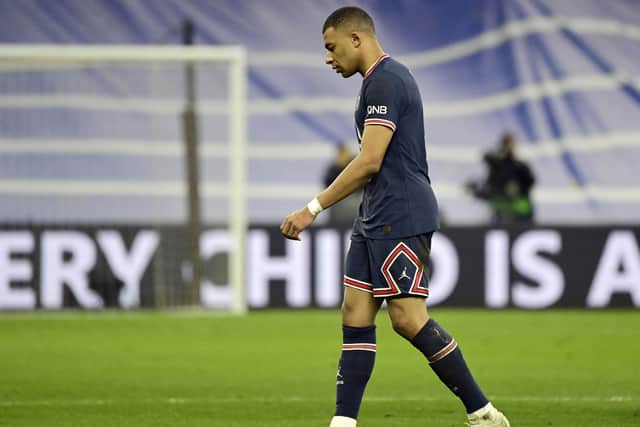 Kylian Mbappe downbeat after PSG’s loss to Real Madrid in the Champions League. Picture: JAVIER SORIANO/AFP via Getty Images