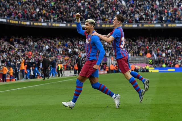 Barcelona pair Ronaldo Araujo and Gavi. Picture: JOSEP LAGO/AFP via Getty Images
