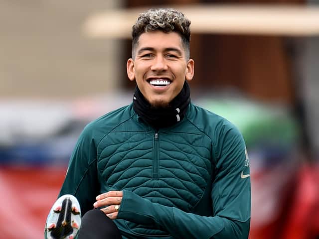 Roberto Firmino during Liverpool training. Picture: Andrew Powell/Liverpool FC via Getty Images