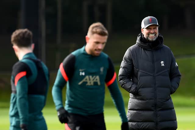 Jurgen Klopp during Liverpool training on 14 March. Picture: Andrew Powell/Liverpool FC via Getty Images