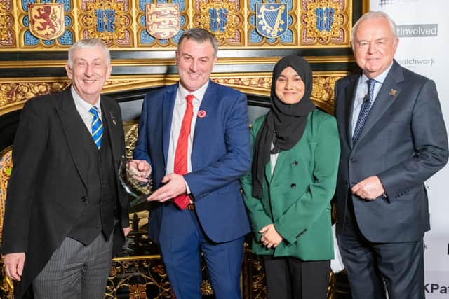 Ian Byrne, Labour MP for Liverpool West Derby, receives his MP of the Year Award. Image: Patchwork Foundation.