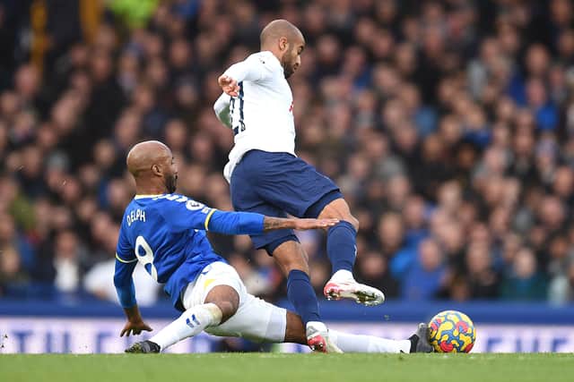 Fabian Delph in action for Everton against Tottenham. Picture: OLI SCARFF/AFP via Getty Images