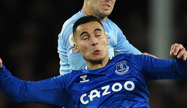 <p>Anwar El Ghazi has played just twice for Everton since arriving from Aston Villa in January. Picture: OLI SCARFF/AFP via Getty Images</p>