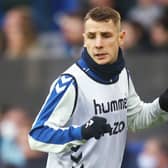 Lucas Digne warms up after being sent into the Everton wilderness. Picture: Chris Brunskill/Getty Images