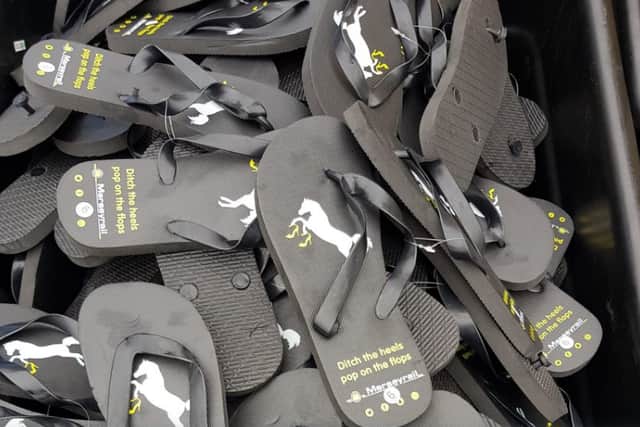 Some of the Merseyrail flip flops from the 2018 Grand National Festival. Photo: Merseyrail 