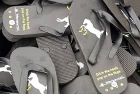 Some of the Merseyrail flip flops from the 2018 Grand National Festival