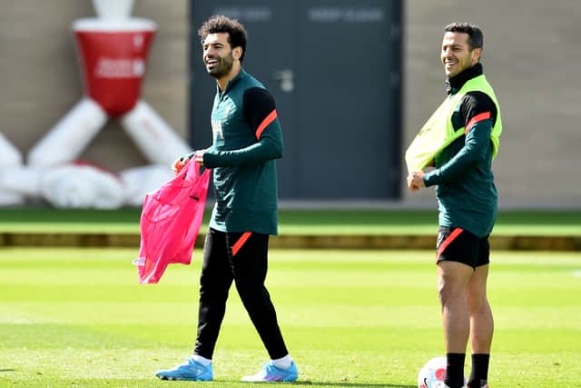 Liverpool train ahead of their clash against Man City. Picture: Andrew Powell/Liverpool FC via Getty Images