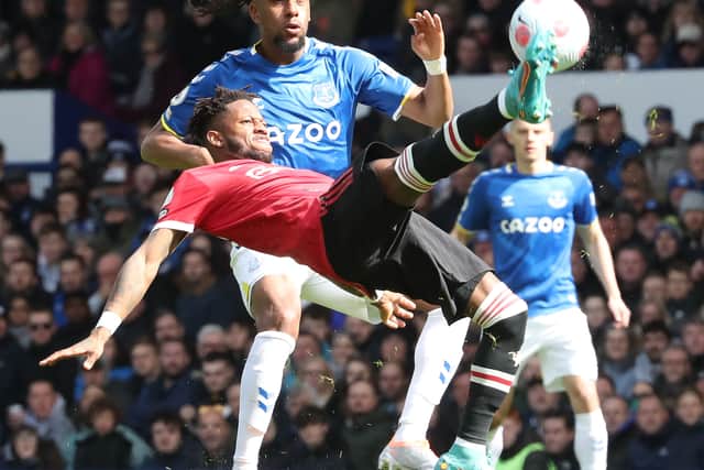 Alex Iwobi in action for Everton against Man Utd. Picture: Tom Purslow/Manchester United via Getty Images