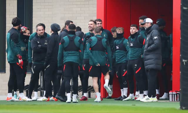 <p>Liverpool head out for training. Picture: Jan Kruger/Getty Images</p>