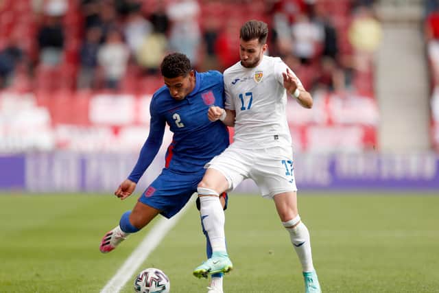 Ben Godfrey in action for England against Romania. Picture: Lee Smith - Pool/Getty Images
