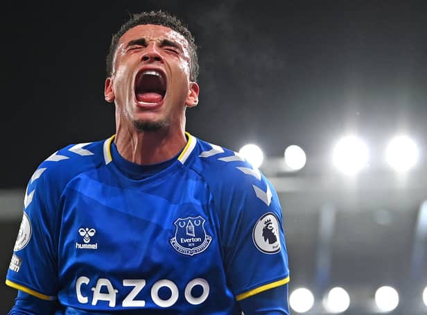 <p>Ben Godfrey celebrates during Everton’s defeat of Newcastle United this season. Picture: Stu Forster/Getty Images</p>